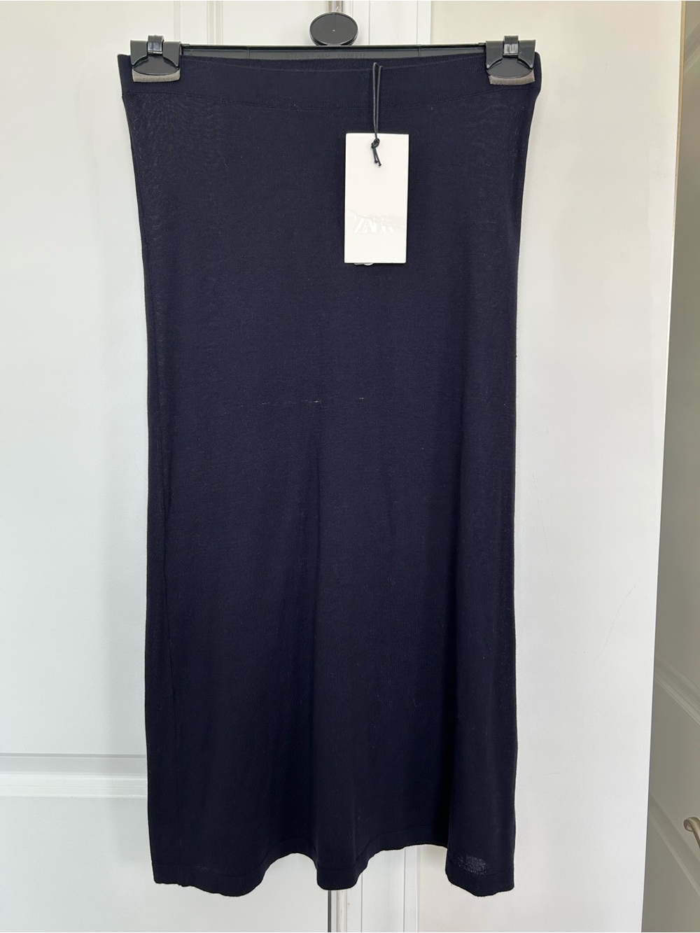 Zara Navy Blue Knit Midi Skirt